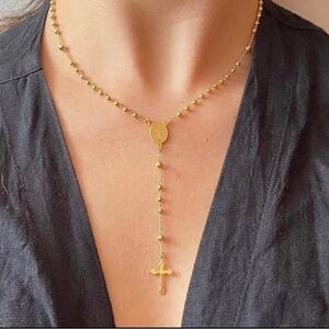 Italian gold Rosary necklace
